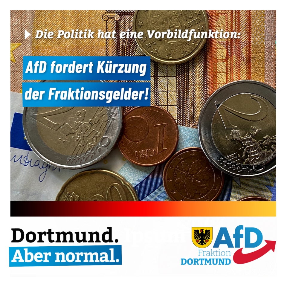 +++ Die Politik hat eine Vorbildfunktion - AfD fordert Kürzungen der Fraktionsgelder aus der Stadtkasse +++