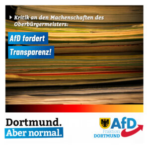 +++ Kritik an den Machenschaften des Oberbürgermeisters : AfD fordert Transparenz! +++