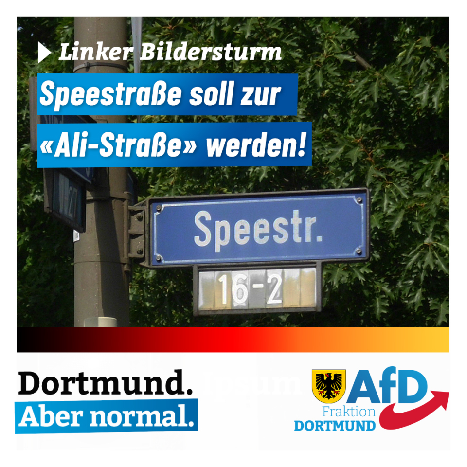 Speestraße soll umbenannt werden:  Linker Bildersturm schreitet voran.