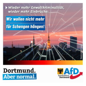 +++ Wieder mehr Gewaltkriminalität, wieder mehr Einbrüche: Wir wollen nicht mehr für Schengen hängen! +++
