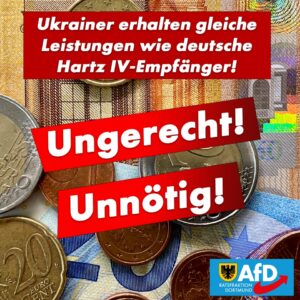 +++ Ungerecht und unnötig: Ukrainer erhalten gleiche Leistungen wie deutsche Hartz IV-Empfänger +++